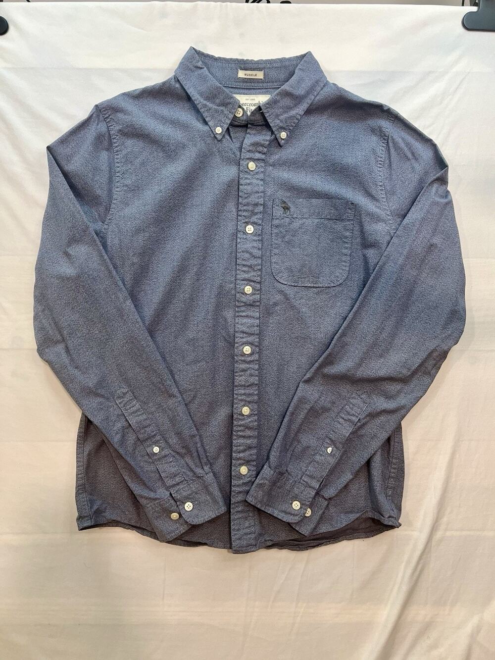Abercrombie & Fitch Dress Shirt Mens XL Grey Muscle Button Long Sleeve